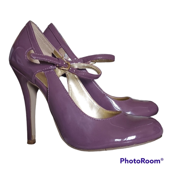 NINE WEST Purple Mary-Jane High Heels Pumps Shoes - Size 5 / 35 - Picture 2 of 5
